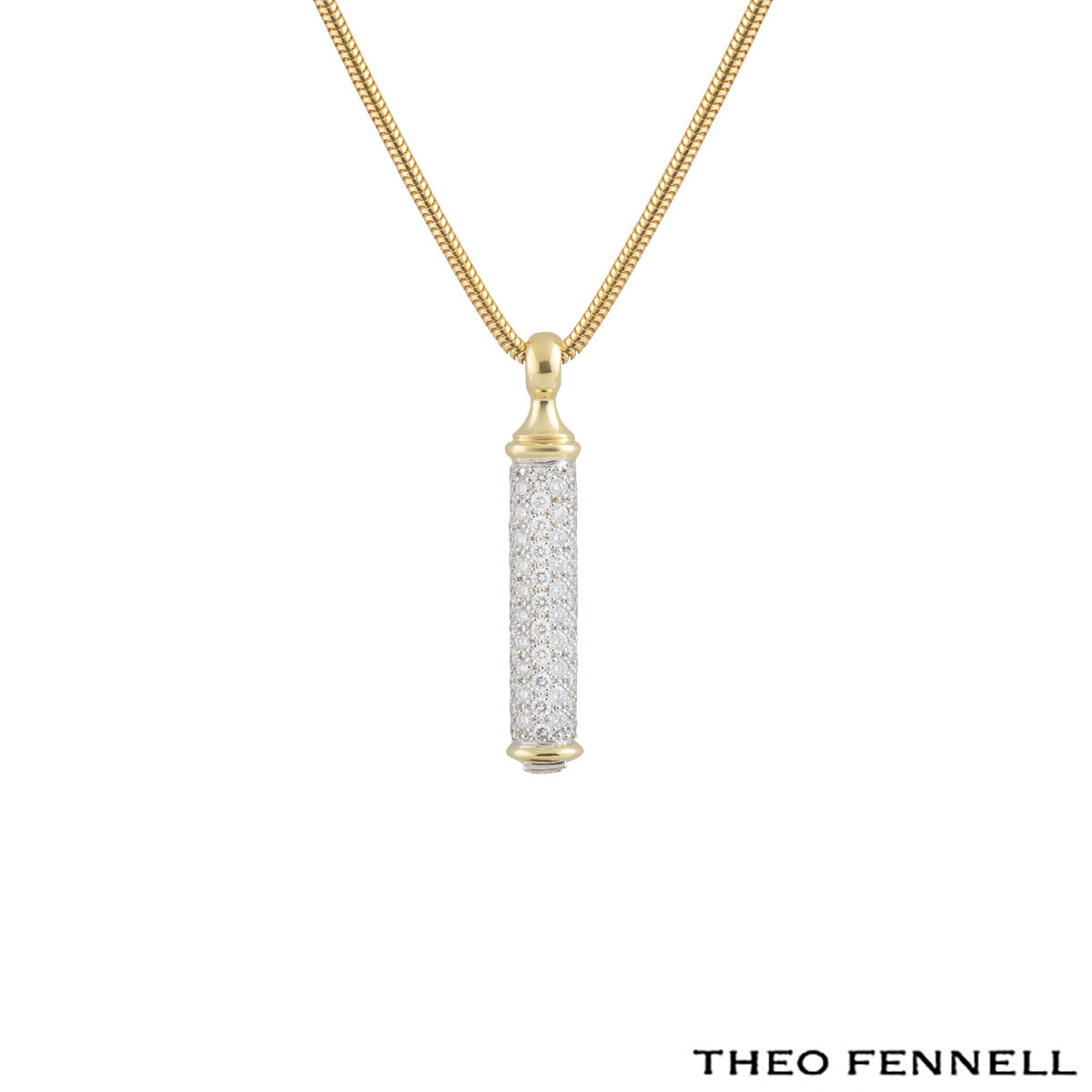 Theo Fennell Yellow Gold Diamond Shaft Pendant | Rich Diamonds